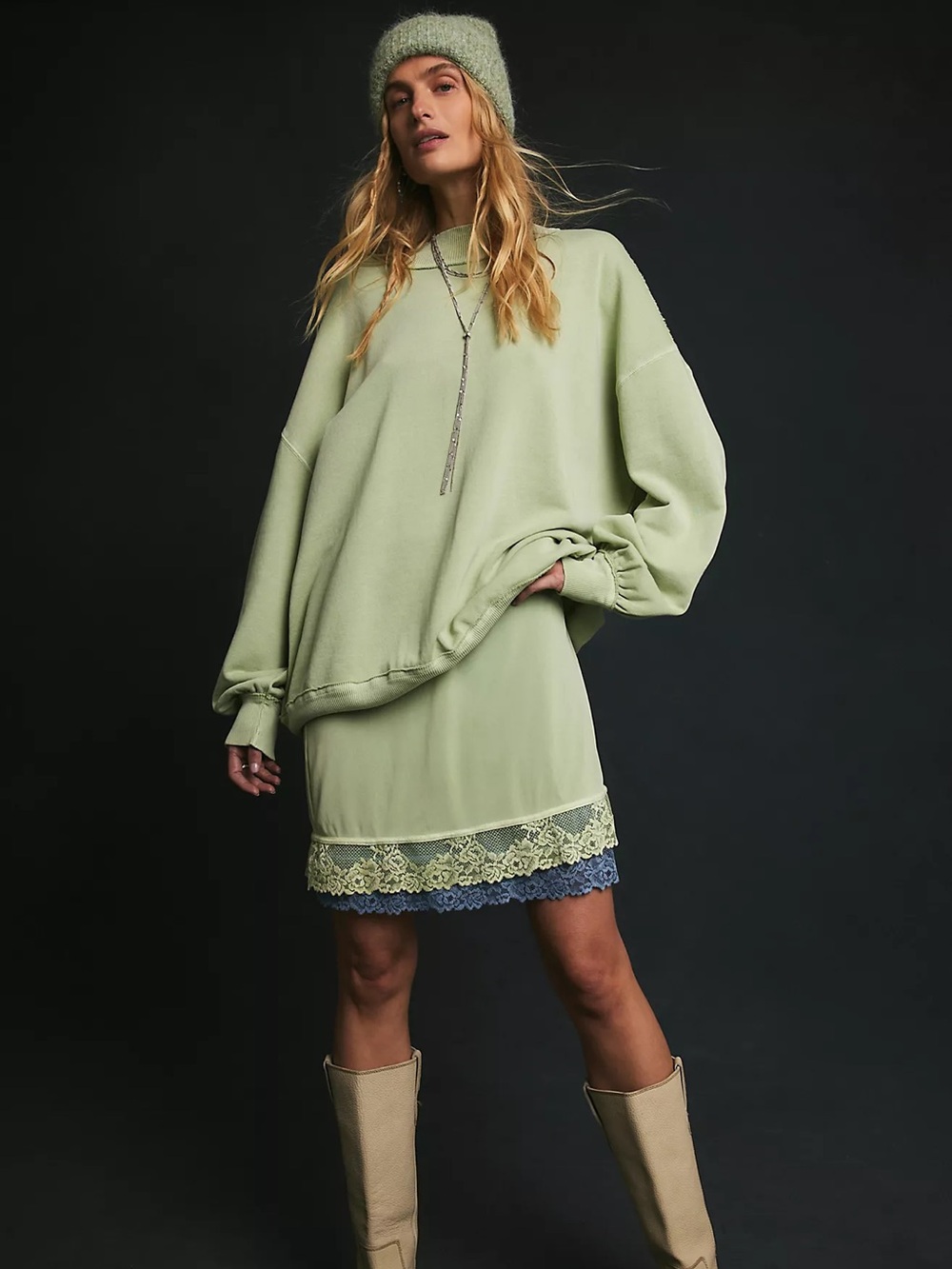 We The Free Oversized Sage Green Sweatshirt NWOT